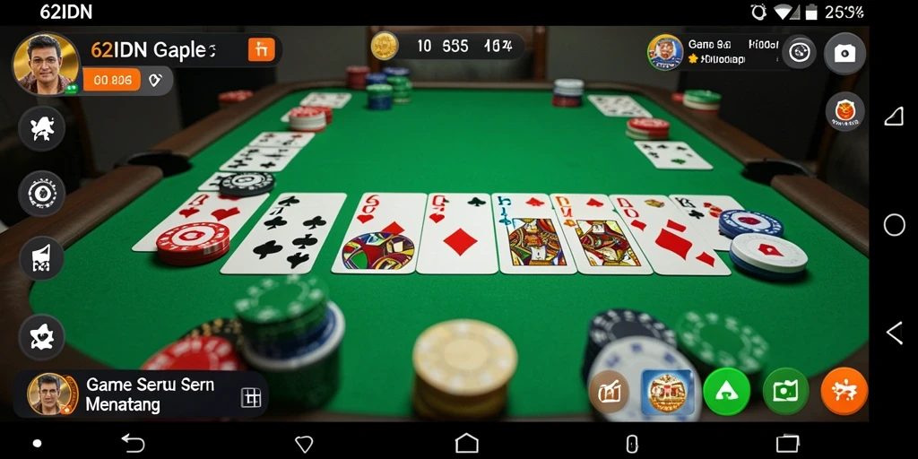 Tampilan seru gameplay Gaple di 62IDN.