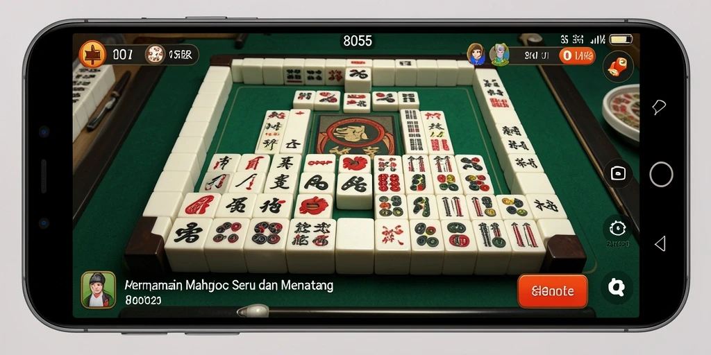 Screenshot gameplay 8055 dengan tampilan ubin Mahjong yang menarik.