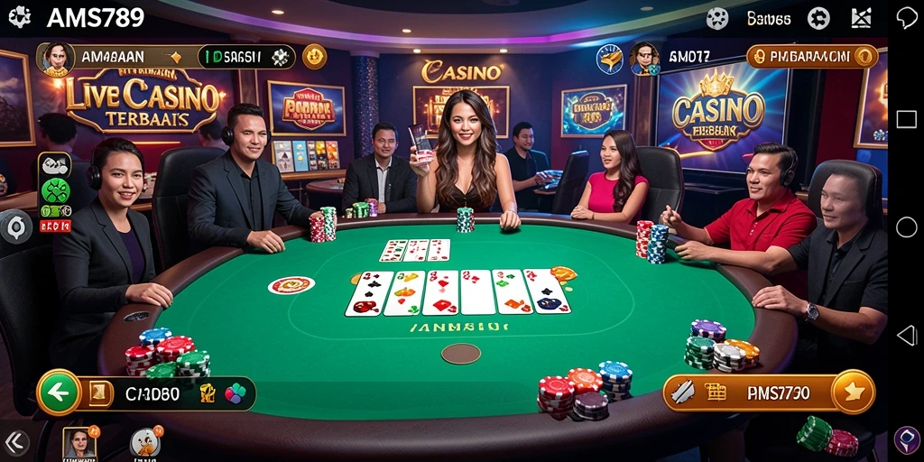 Tampilan gameplay Live Casino yang seru dan interaktif di AMS789.