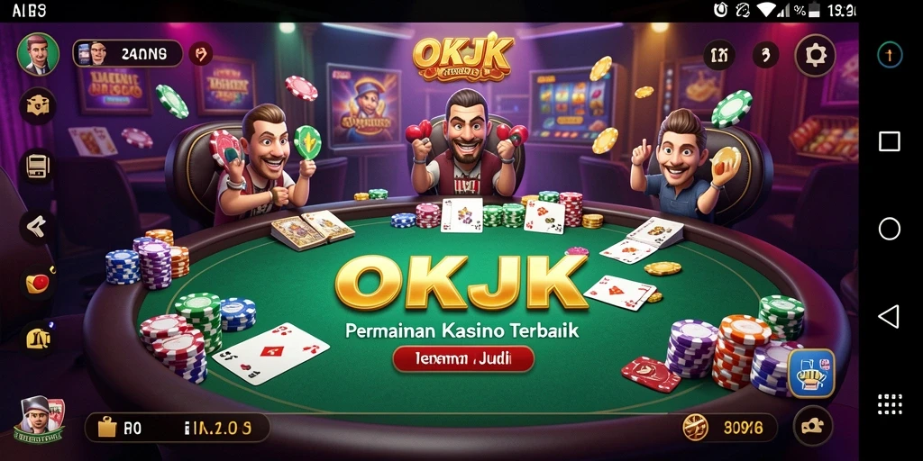 Tampilan menarik dari gameplay Kasino dalam aplikasi OKJK.