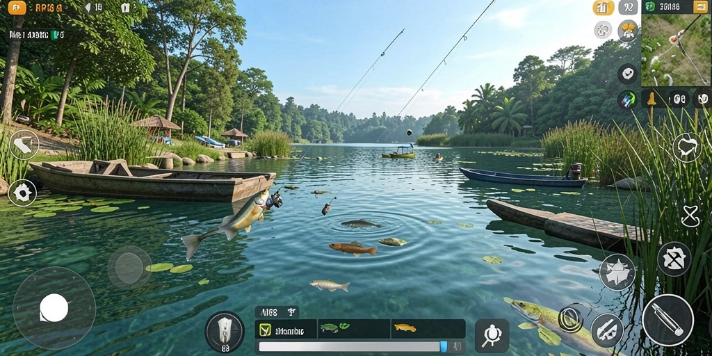 Tampilan gameplay RP8 yang menampilkan pengalaman memancing seru.