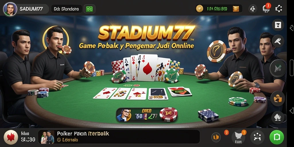 Screenshot STADIUM77 menampilkan gameplay poker yang menarik.