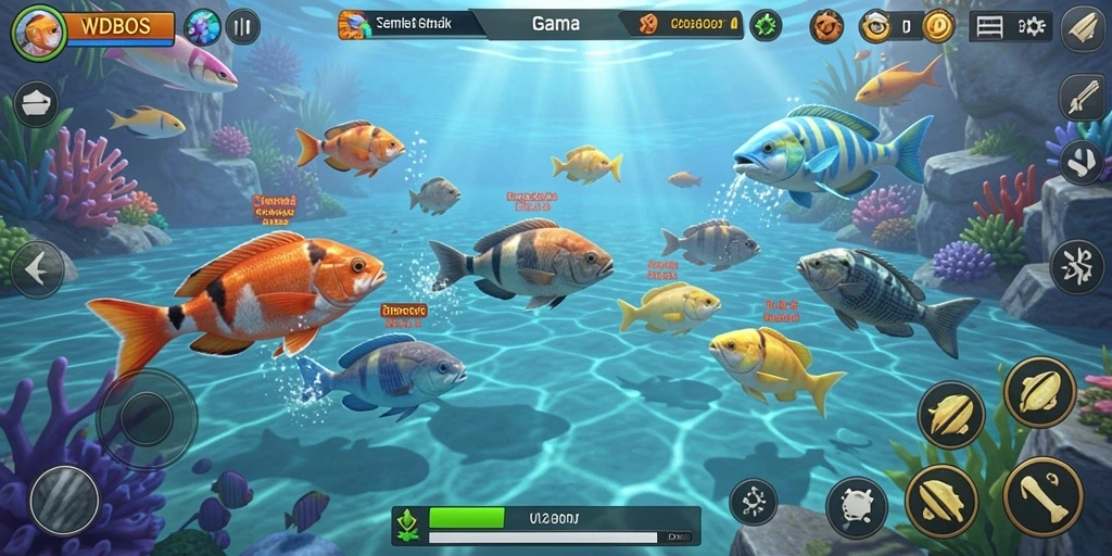 Gameplay Tembak Ikan yang seru dan penuh warna.